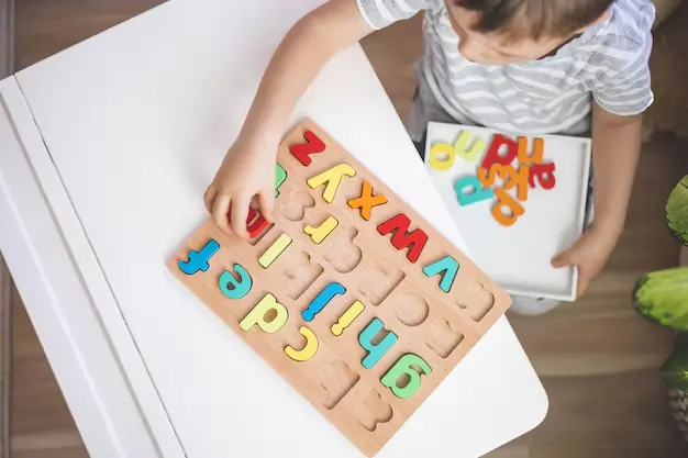 Language activity in Montessori classroom